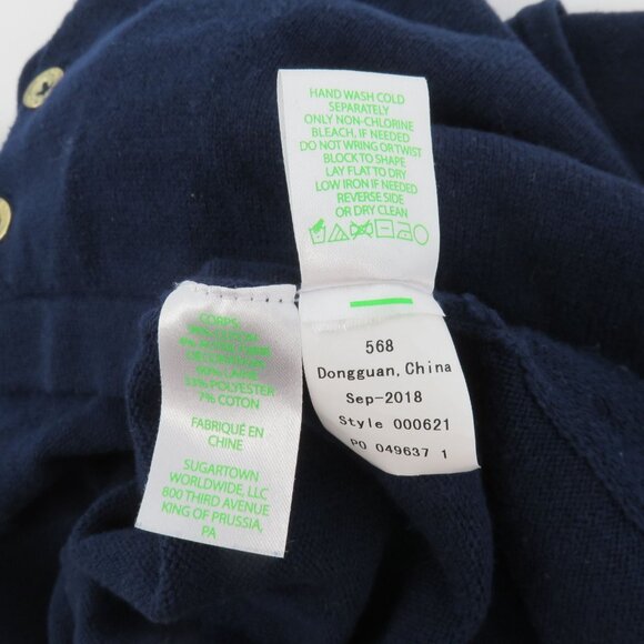 Lilly Pulizer Women Small 000621 Caralynn Elephant Sweater Blue Gold Buttons Top - Picture 10 of 12